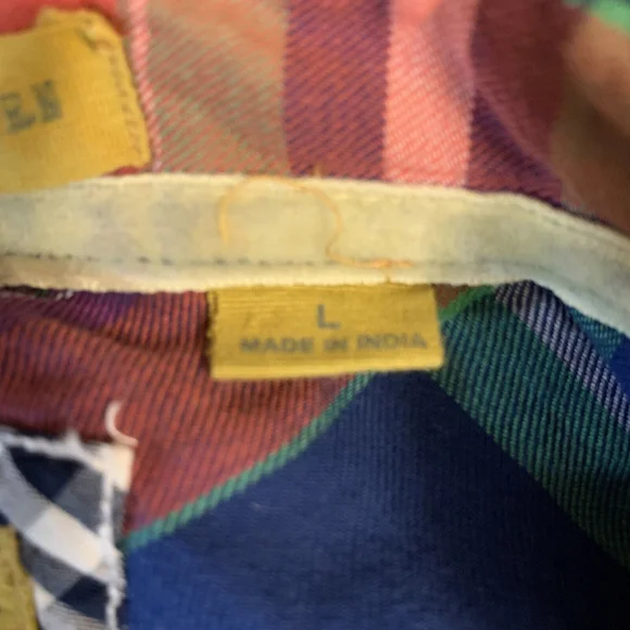 Washed Stoned & Beaten Vintage 1946 LS Button Shirt Blue Green Red Plaid Mens L - Picture 5 of 6